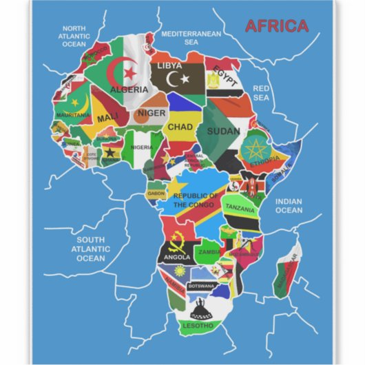 Afrika kaart met vlaggen sticker (Voorkant)