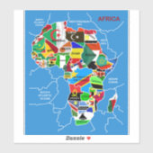 Afrika kaart met vlaggen sticker (Vel)