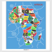 Afrika kaart met vlaggen sticker (Vel)