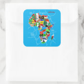 Afrika kaart met vlaggen vierkante sticker (Tas)