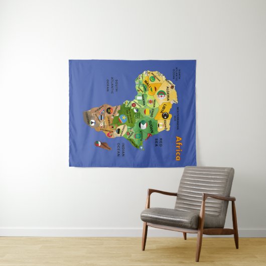 Afrika-kaart met vlaggenwerkvloerbedekking wandkleed (In Situ (horizontaal))