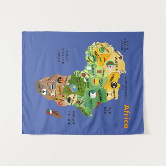 Afrika-kaart met vlaggenwerkvloerbedekking wandkleed (Voorkant (horizontaal))