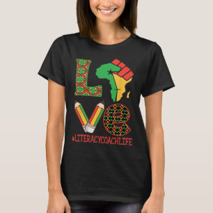 Afrika Kaart Opgeheven Vuist Liefde Geletterdheid  T-shirt