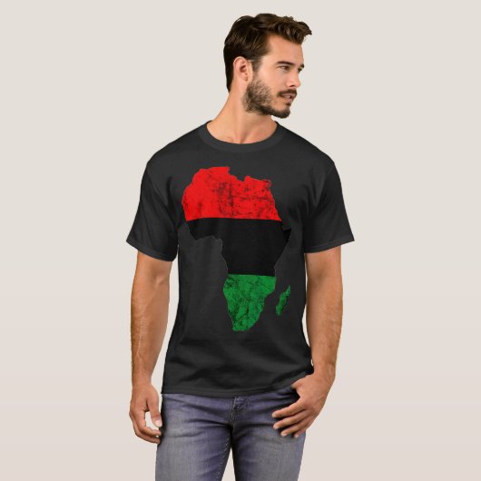 Afrika Kaart pan-Afrikaanse Pride UNIA vlag Zwarte T-shirt (Voorkant volledig)