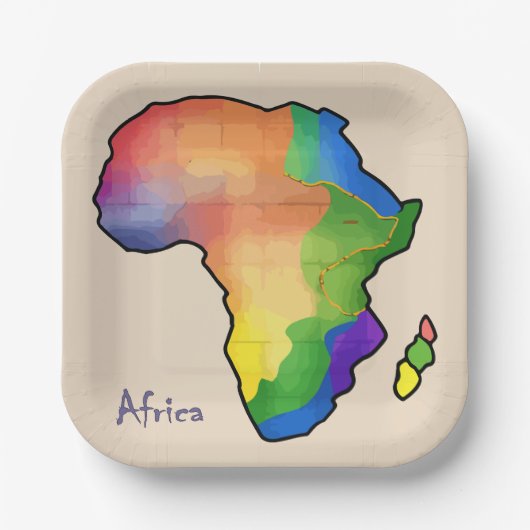 Afrika-kaart Papieren Bordje (Voorkant)