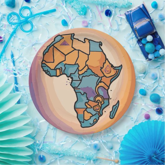 Afrika-kaart Papieren Bordje (Feest)