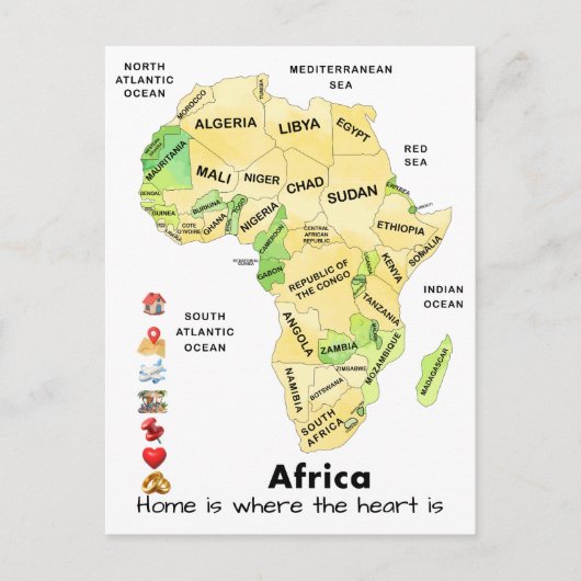 Afrika Kaart Personaliseer Aangepast (Voorkant)