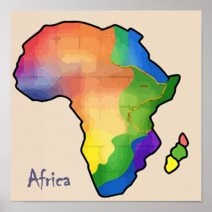Afrika Kaart Print, waarde Poster papier (mat)