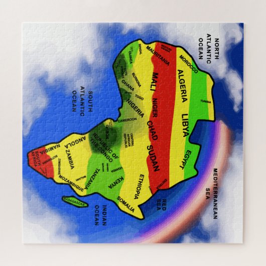 Afrika Kaart regenboog Legpuzzel (Horizontaal)