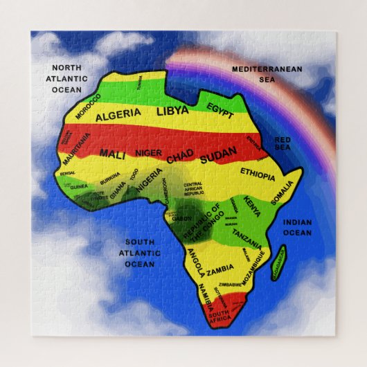 Afrika Kaart regenboog Legpuzzel (Verticaal)