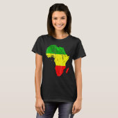 Afrika Kaart Reggae Rasta Groen Geel Rood Afrika P T-shirt (Voorkant volledig)