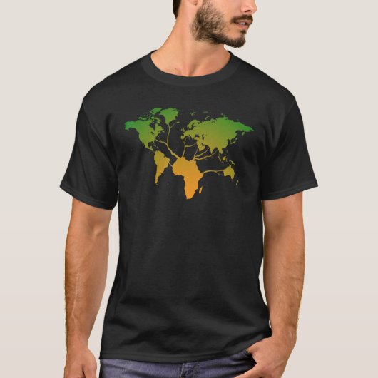 Afrika Kaart Root Gradiënt Patroon Wereldkaart Boo T-shirt (Voorkant)