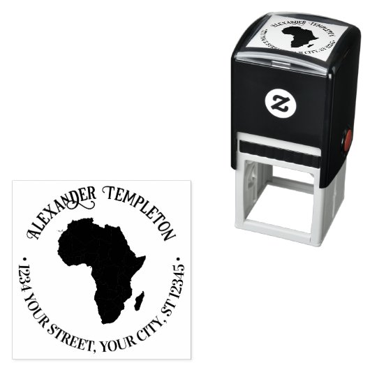 Afrika Kaart Silhouet Rond Naam Retouradres Zelfinktende Stempel (In situ)