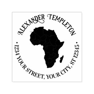 Afrika Kaart Silhouet Rond Naam Retouradres Zelfinktende Stempel