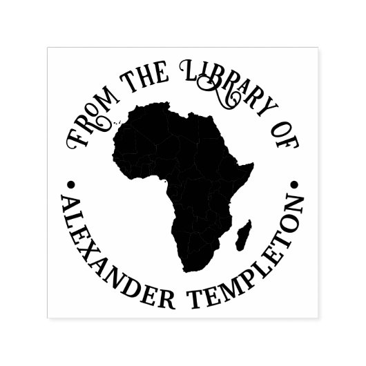 Afrika Kaart Silhouet “Uit de Bibliotheek van” Naa Zelfinktende Stempel (Design)