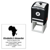 Afrika Kaart Silhouette Koppel Naam Terugkeeradres Zelfinktende Stempel (In situ)
