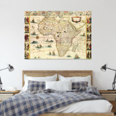 Afrika-kaart van 1660 van Willem Janszoon Blaeu Canvas Afdruk (Insitu (Slaapkamer))