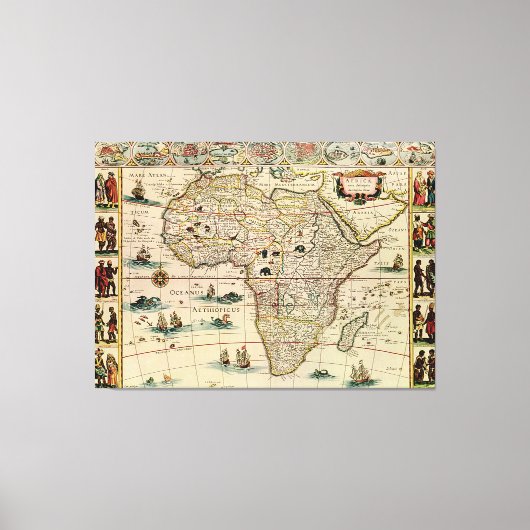 Afrika-kaart van 1660 van Willem Janszoon Blaeu Canvas Afdruk (Voorkant)