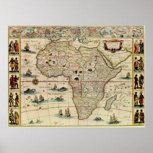 Afrika-kaart van 1660 van Willem Janszoon Blaeu Poster