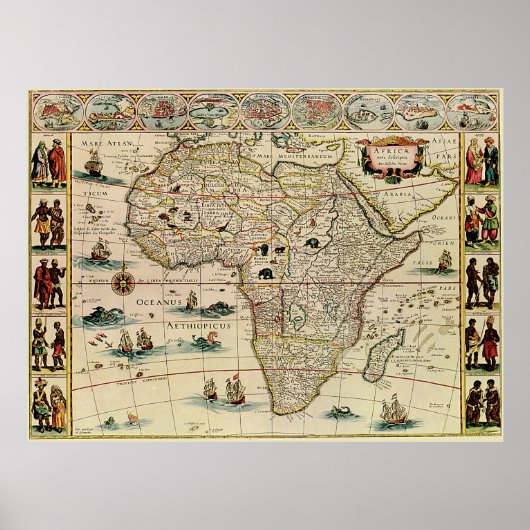 Afrika-kaart van 1660 van Willem Janszoon Blaeu Poster (Voorkant)