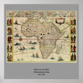  Afrika-kaart van 1660 van Willem Janszoon Blaeu Poster (Voorkant)