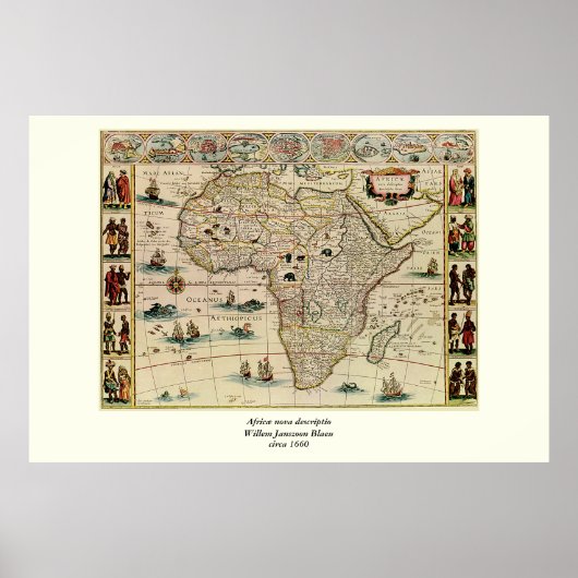 Afrika-kaart van 1660 van Willem Janszoon Blaeu Poster (Voorkant)
