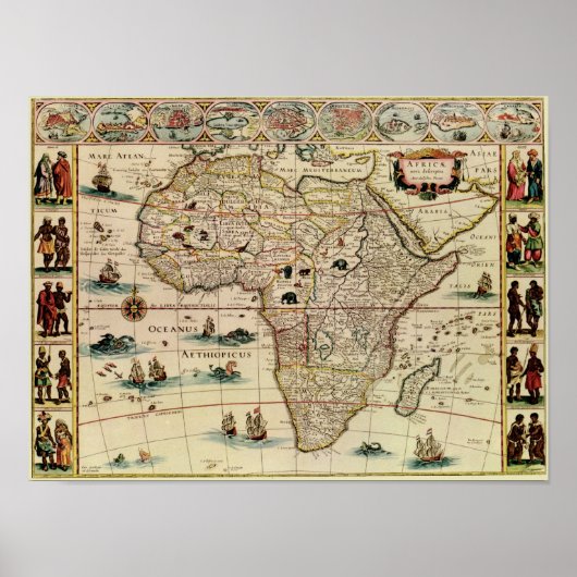 Afrika-kaart van Vintage 1660 Poster (Voorkant)