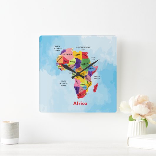 Afrika-kaart Vierkante Klok (Huis)