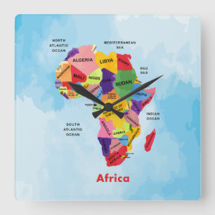 Afrika-kaart Vierkante Klok