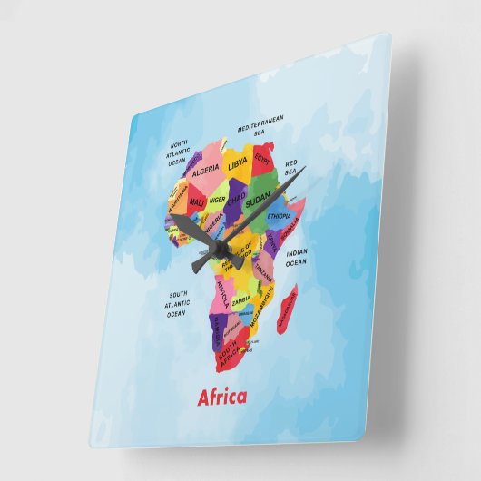 Afrika-kaart Vierkante Klok (Hoek)