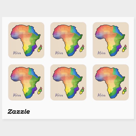 Afrika-kaart Vierkante Sticker (Vel)