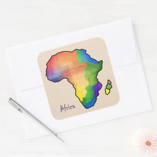 Afrika-kaart Vierkante Sticker (Envelop)