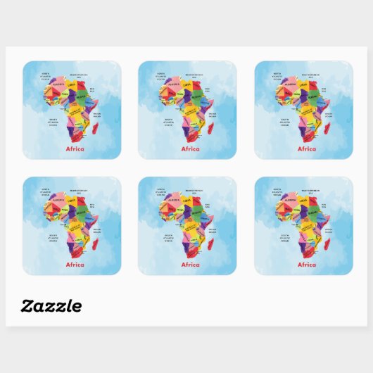 Afrika-kaart Vierkante Sticker (Vel)