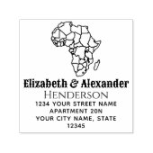 Afrika Kaart w / Landen Paar Naam Terugkeer Adres Zelfinktende Stempel (Design)