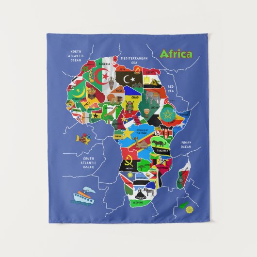 Afrika-kaart Wandkleed (Voorkant)