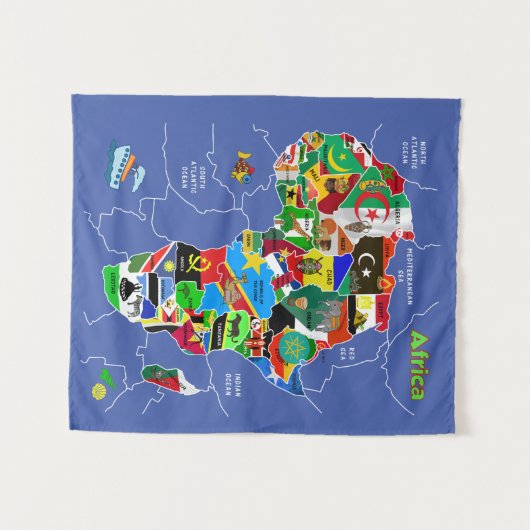 Afrika-kaart Wandkleed (Voorkant (horizontaal))