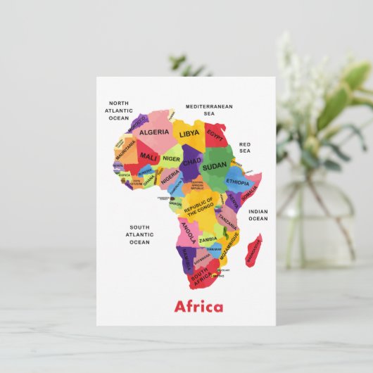 Afrika kaart waterverf (Staand voorkant)