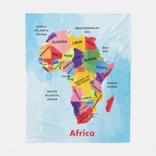 Afrika-kaart waterverf Artwork Fleece Blanket Deken (Voorkant)