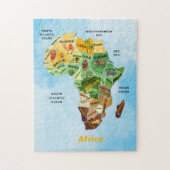 Afrika Kaart waterverf kunstwerk puzzel (Verticaal)