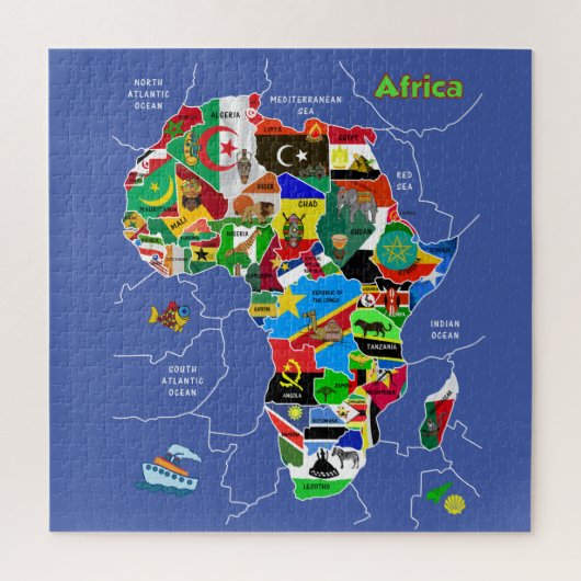 Afrika-kaart-werkpuzzel Legpuzzel (Verticaal)