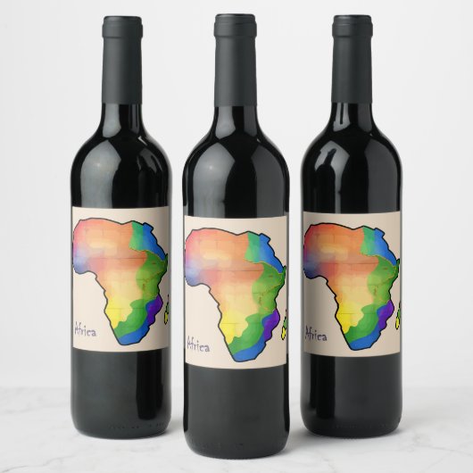 Afrika-kaart Wijn Etiket (Flessen)