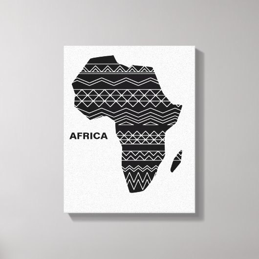 Afrika Kaart Zwart Canvas Afdruk (Voorkant)