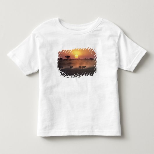 Afrika, Kenia, Amboseli NP. Zebra's lopen naar de Kinder Shirts (Voorkant)