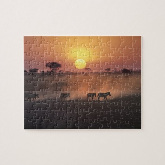 Afrika, Kenia, Amboseli NP. Zebra's lopen naar de Legpuzzel (Horizontaal)