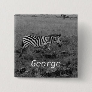Afrika Kenia Zebra in het wild Vierkante Button 5,1 Cm