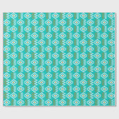 Afrika Kente Dark Aqua Blauwgroen Blue Gold Diamon Cadeaupapier (Vlak)