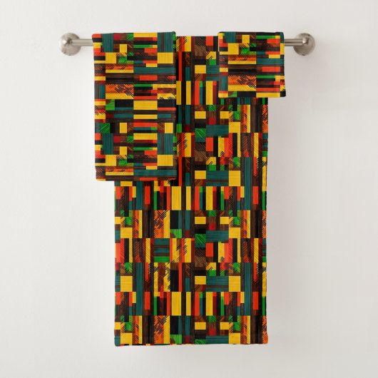 Afrika Kente Ghana, Ivoorkust Tribal Patroon 1 Bad Handdoek (Insitu)