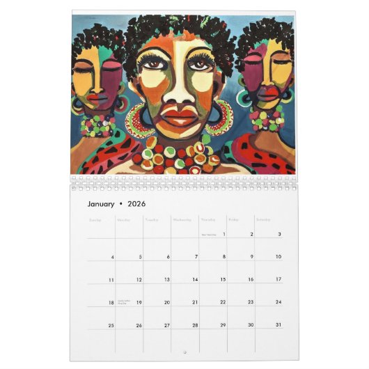 Afrika Kunst Colander met mooie Afbeeldingen Kalender (Jan 2026)