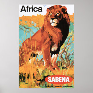 AFRIKA LION Tourism Art Vintage Travel Poster ad