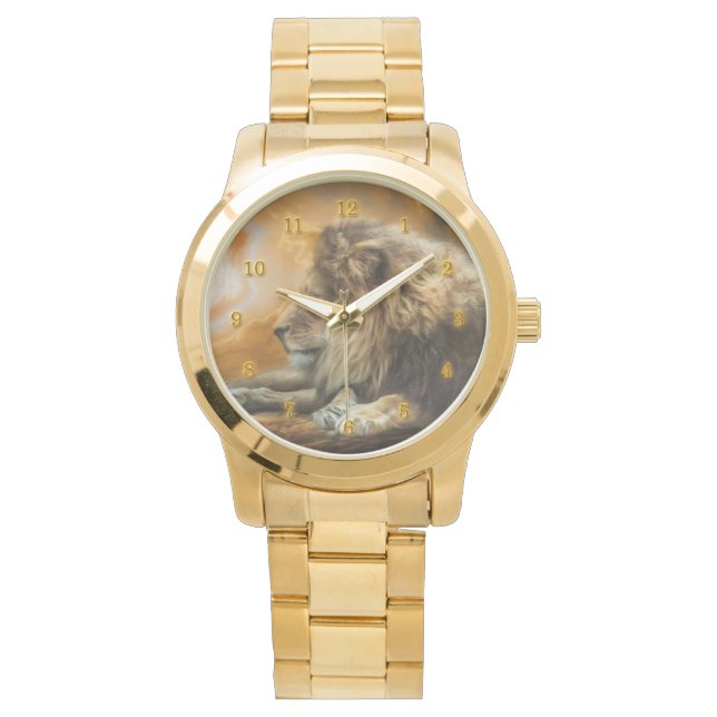 AFRIKA LION WACHT OP DE HOOP HORLOGE (Voorkant)